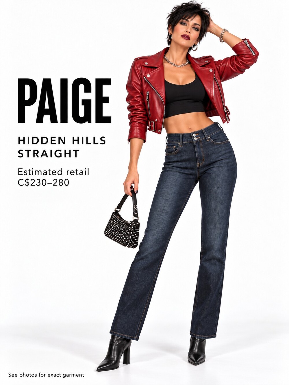 Paige Hidden Hills Straight Dark Blue Skinny Jeans Waist 28 Like New